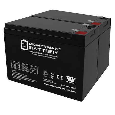 12V 10AH SLA Replacement Battery For GS Portalac PE6V10X2 - 2 Pack